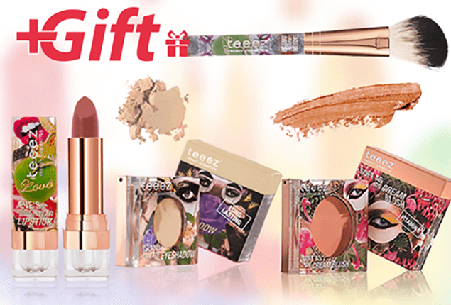 beautybarometer-Teeez make up in Nudes with gift v